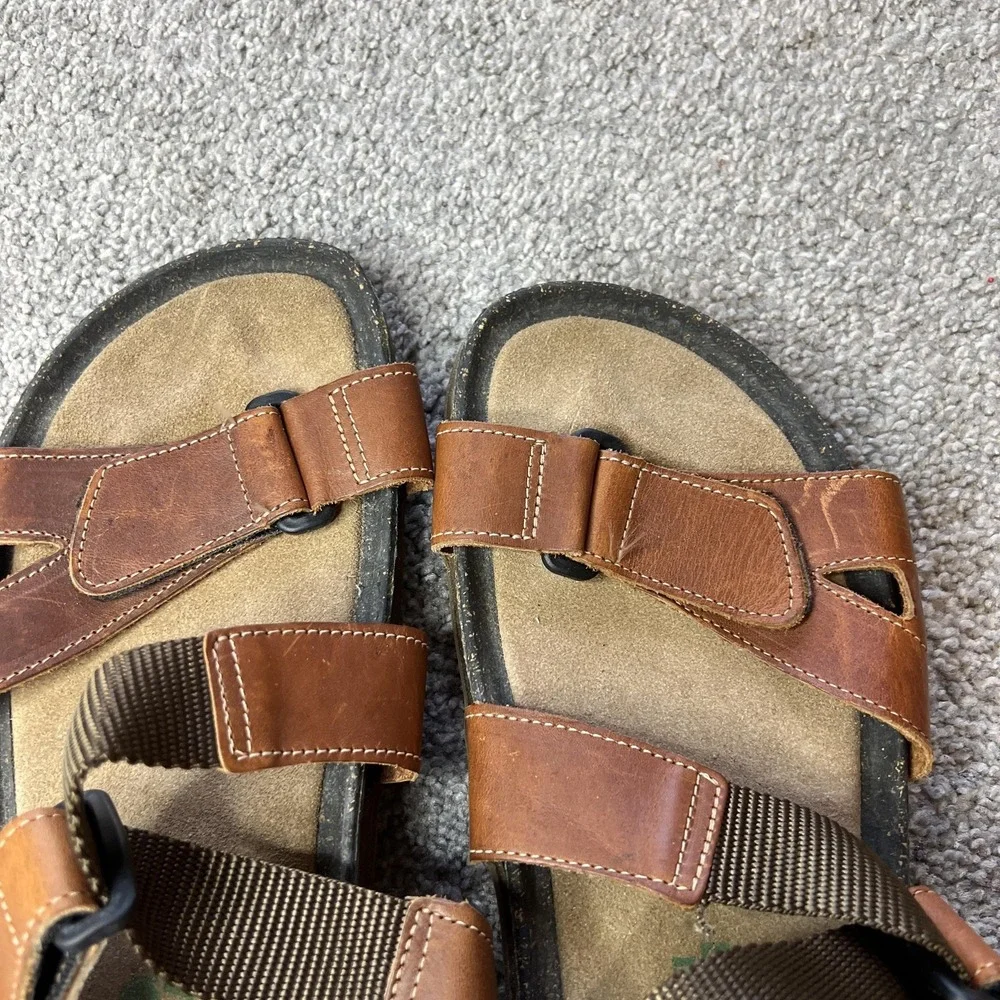 Sebago Docksides Sandals Mens Size 13 Brown‎ Leather Adjustable Slip On Comfort